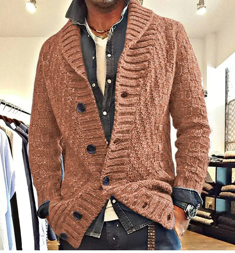 Polyester Men’s Long-sleeved Thick Needle Sweater Sweater
