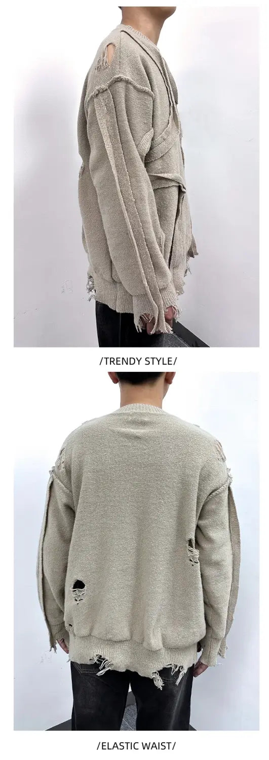 Winter New Retro Loose Fringe Design Round Neck Knitted