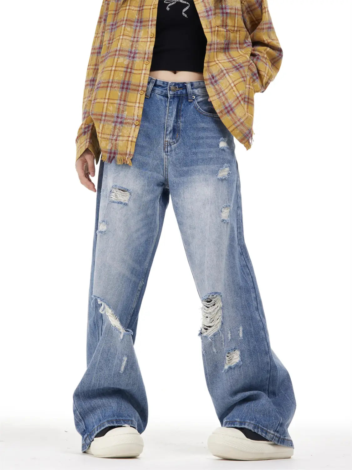 Women’s Ripped Washed Blue Jeans