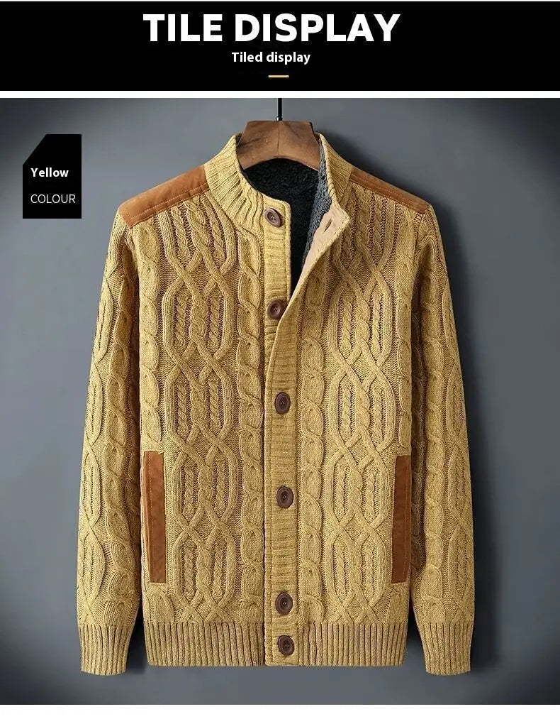 Men’s Fleece-lined Thickened Sweater Autumn And Winter