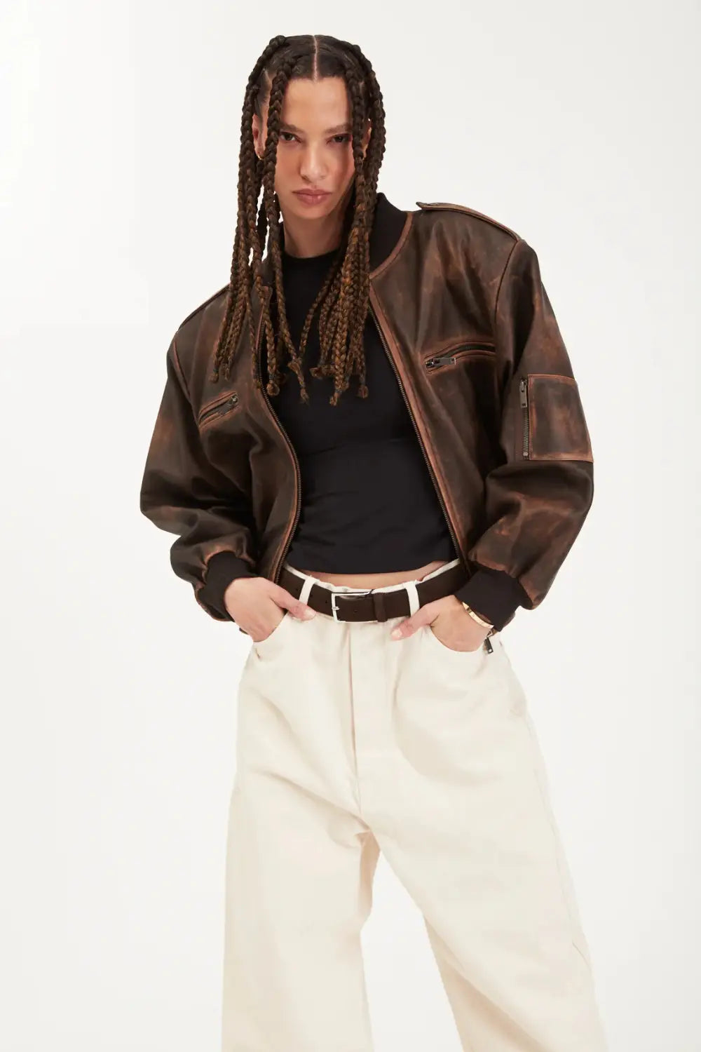 European And American Street Fashion Casual Artificial Leather Jacket Coat