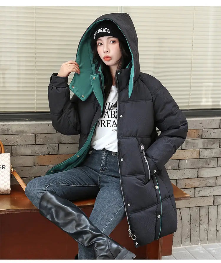 Winter Loose Down Cotton-padded Coat Women’s Coat Mid-length Thickened