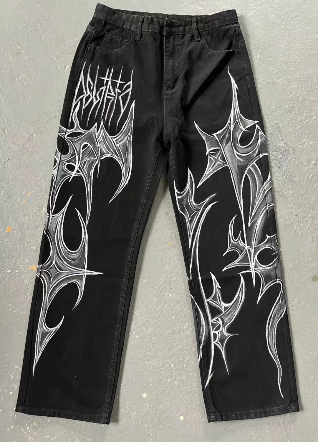 Black Jeans That Don’t Fade American Street Graffiti Style For Men And Women