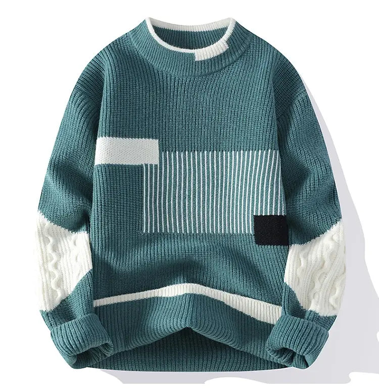 Men’s Fashion Colorblock Knitwear Winter