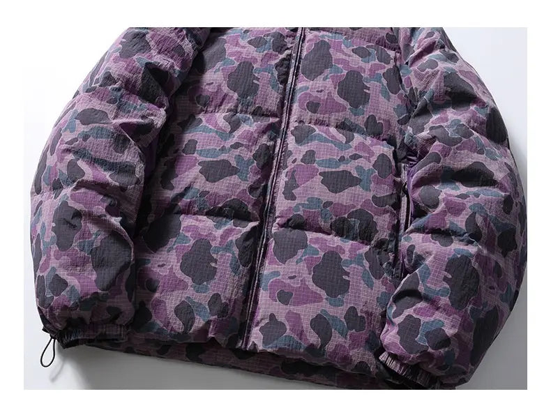 Winter Camouflage White Duck Down Three-proof Warm Coat For Women