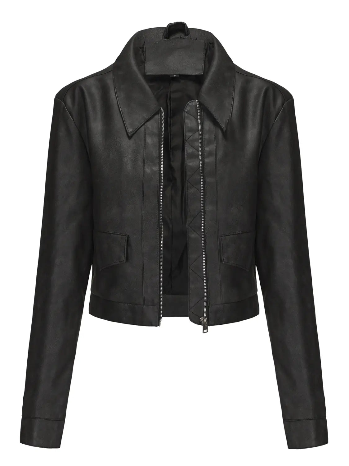 Women’s Long-sleeved Fashionable Faux Leather Jacket