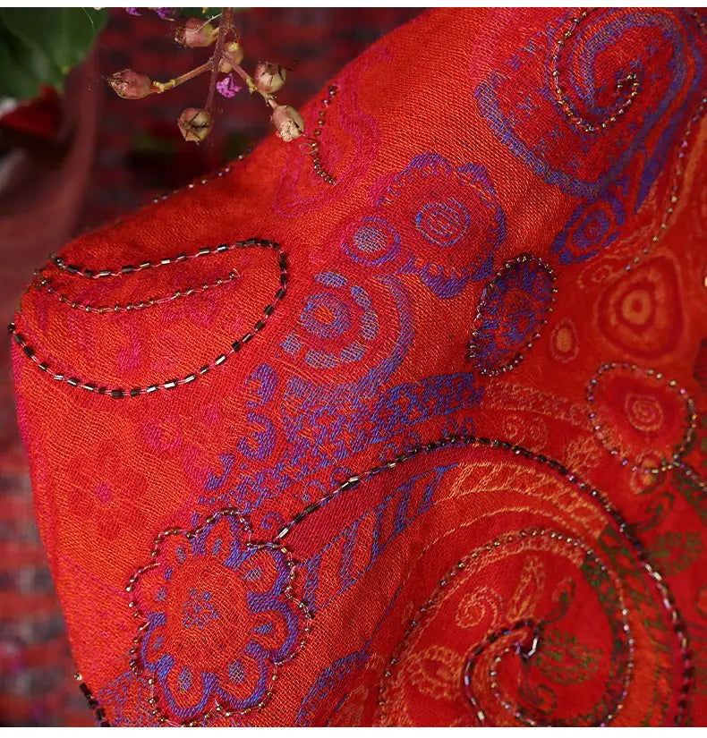 Ethnic Style Boiled Wool Warm Winter Scarf Shawl