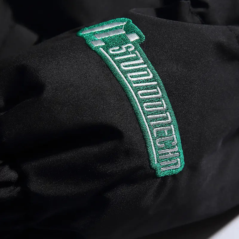 Men’s Solid Color Racing Elements Embroidered Letter Stand Collar Jacket