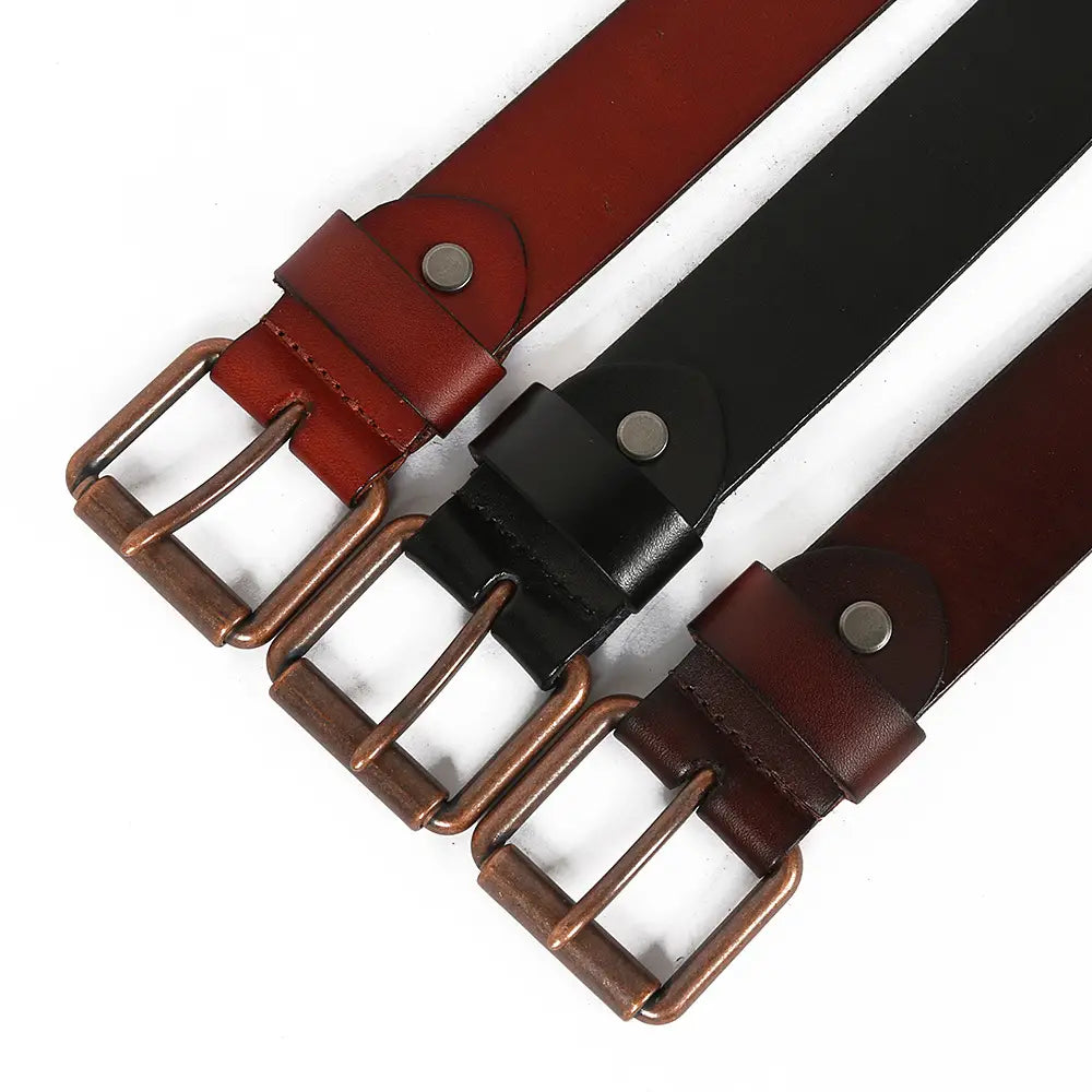 Hairdresser’s Top Layer Leather Flat Studded Belt With Square Patch