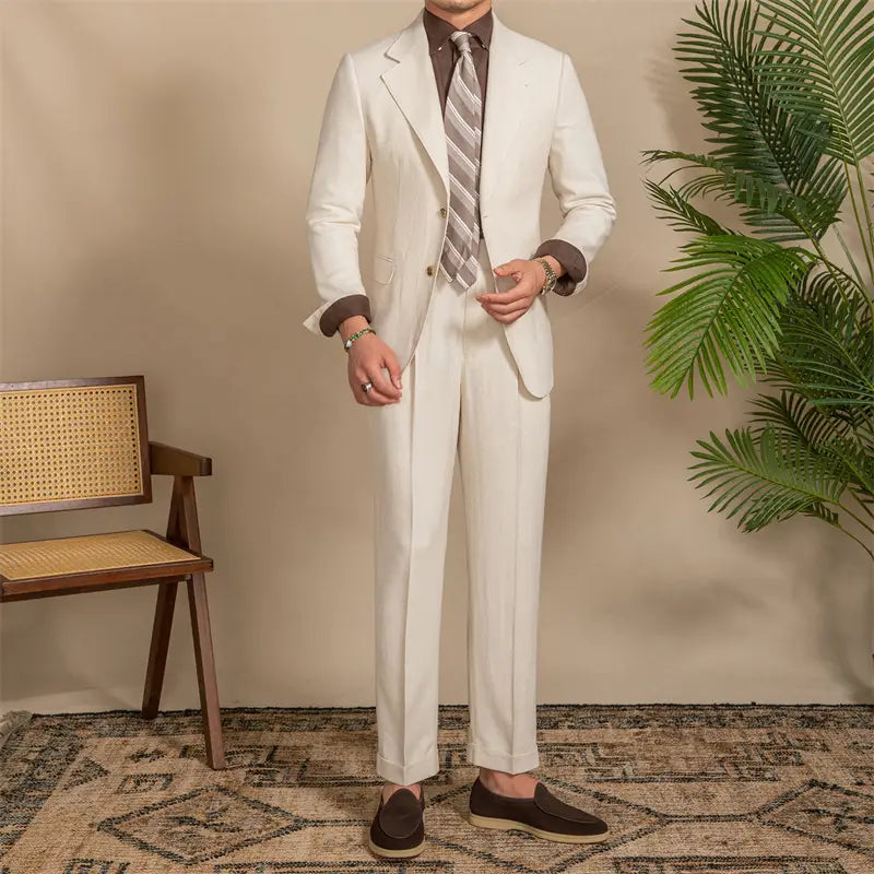 Hemp Texture Half Lined Slim Fit Men’s Suit
