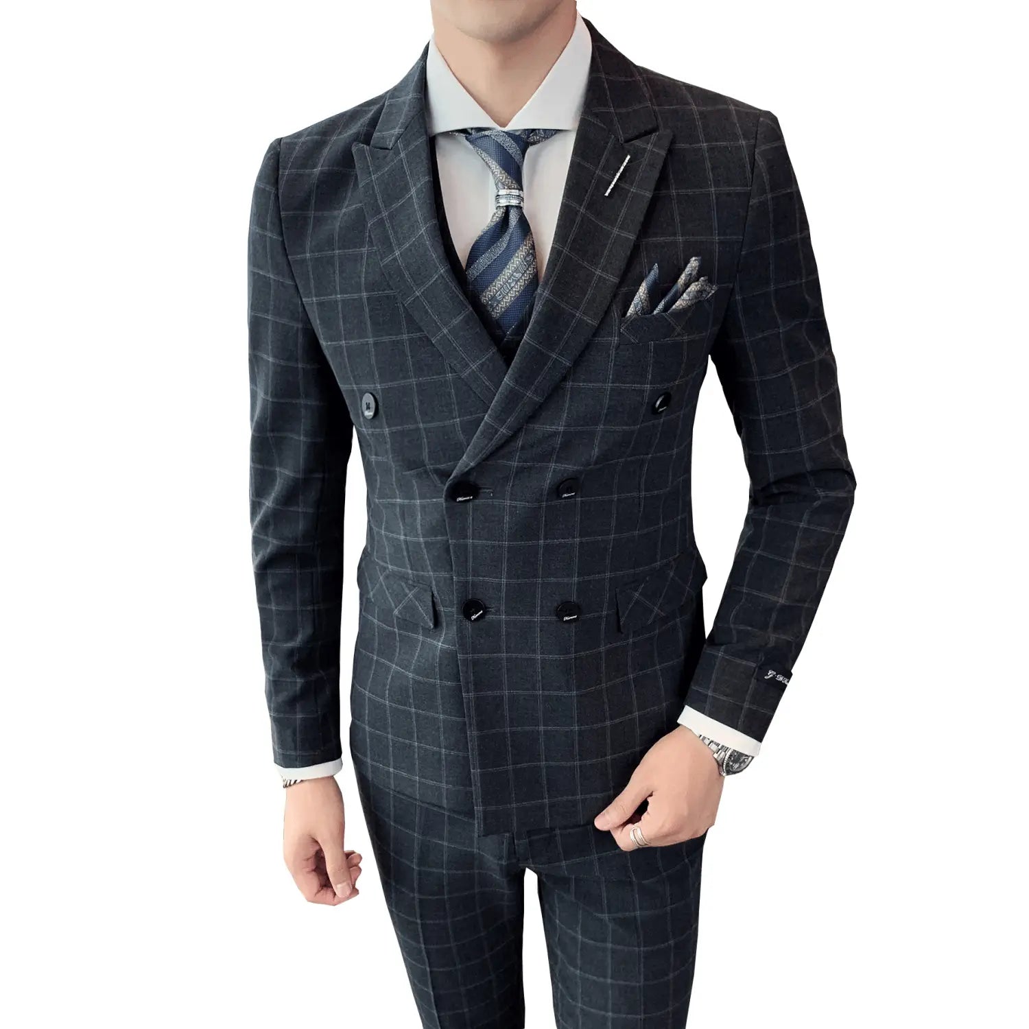 Men’s Casual Business Suit Three-piece Slim-fit Officiating Ceremony