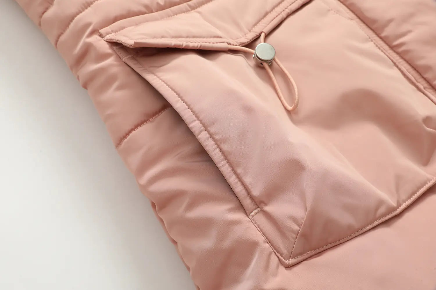 Women’s Cotton Jacket Drawstring Cinched Hoodie Fleece-lined Warm