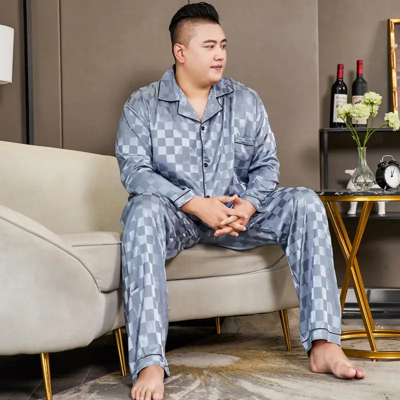 Cut Flower Fat Men’s Pajamas Extra Ice Silk
