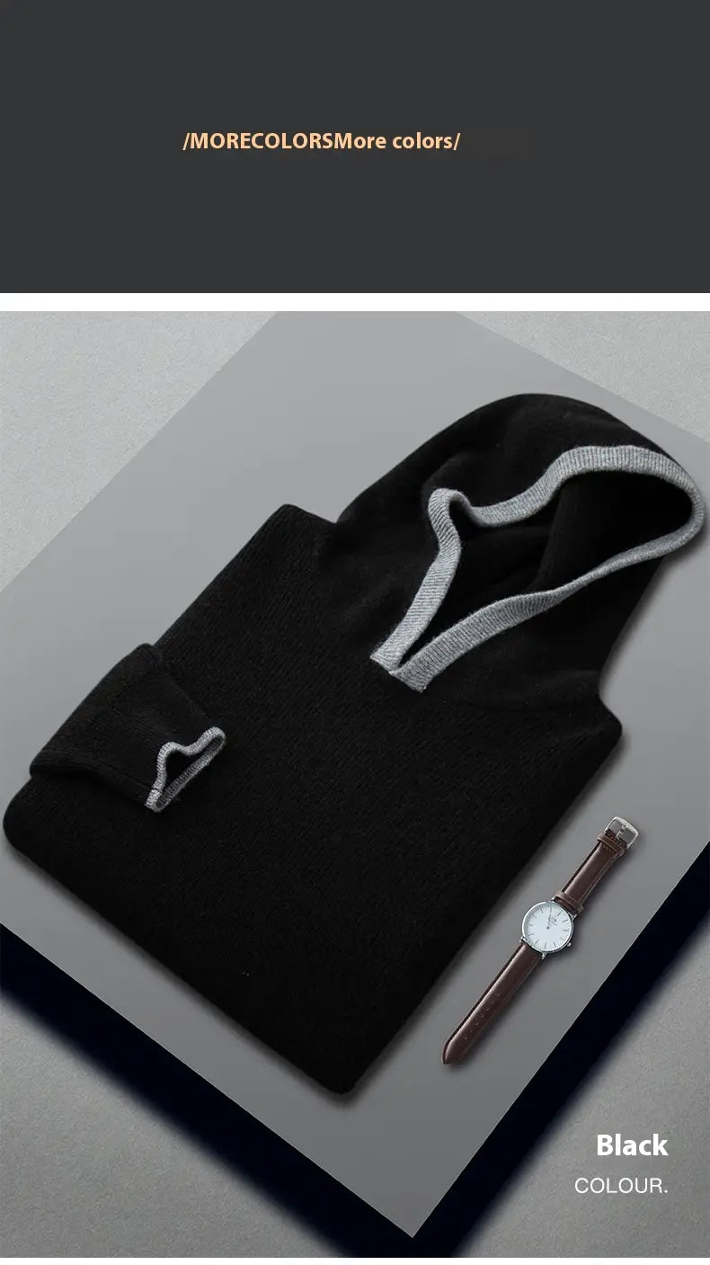 Men’s Loose Ingot Needle Contrast Color Cashmere Sweater
