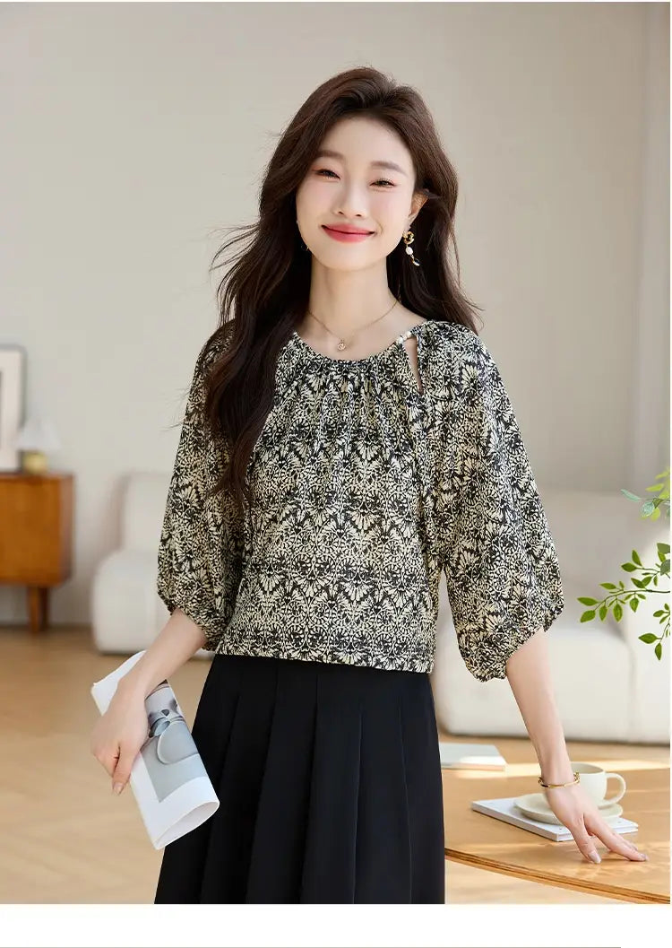 Women’s Loose Slimming 34 Sleeves Shirt