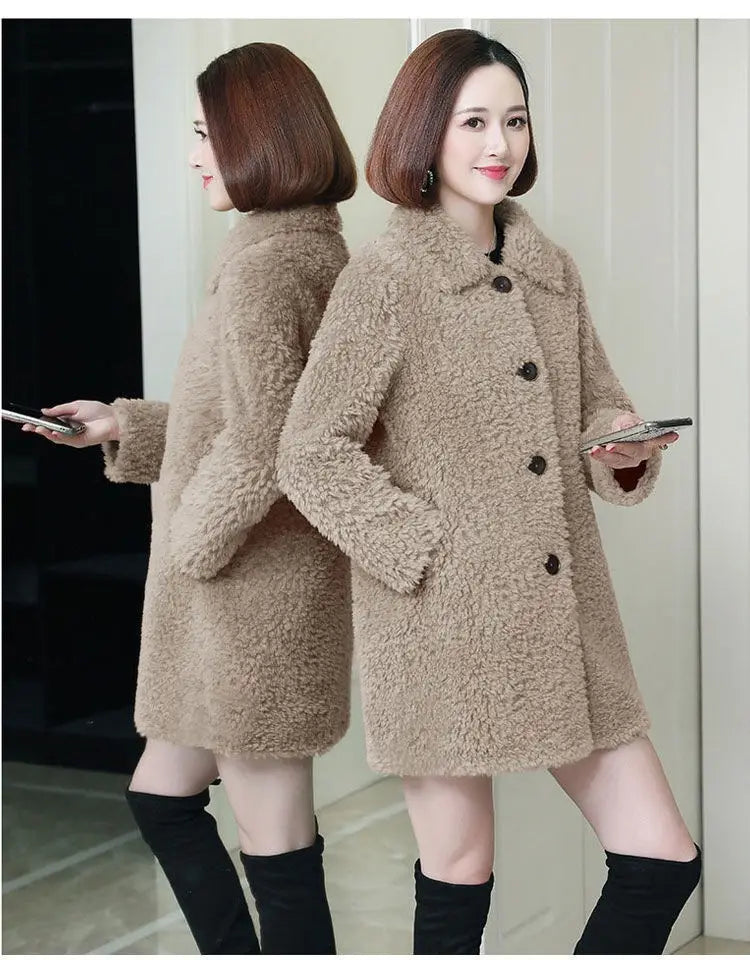 Women’s Thick Faux Cashmere Coat Mid-length