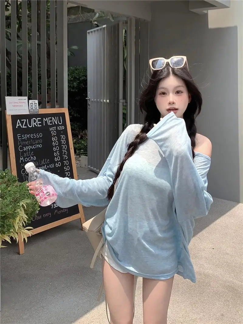 Blue Sweet Hot Girl Sun Protection Top