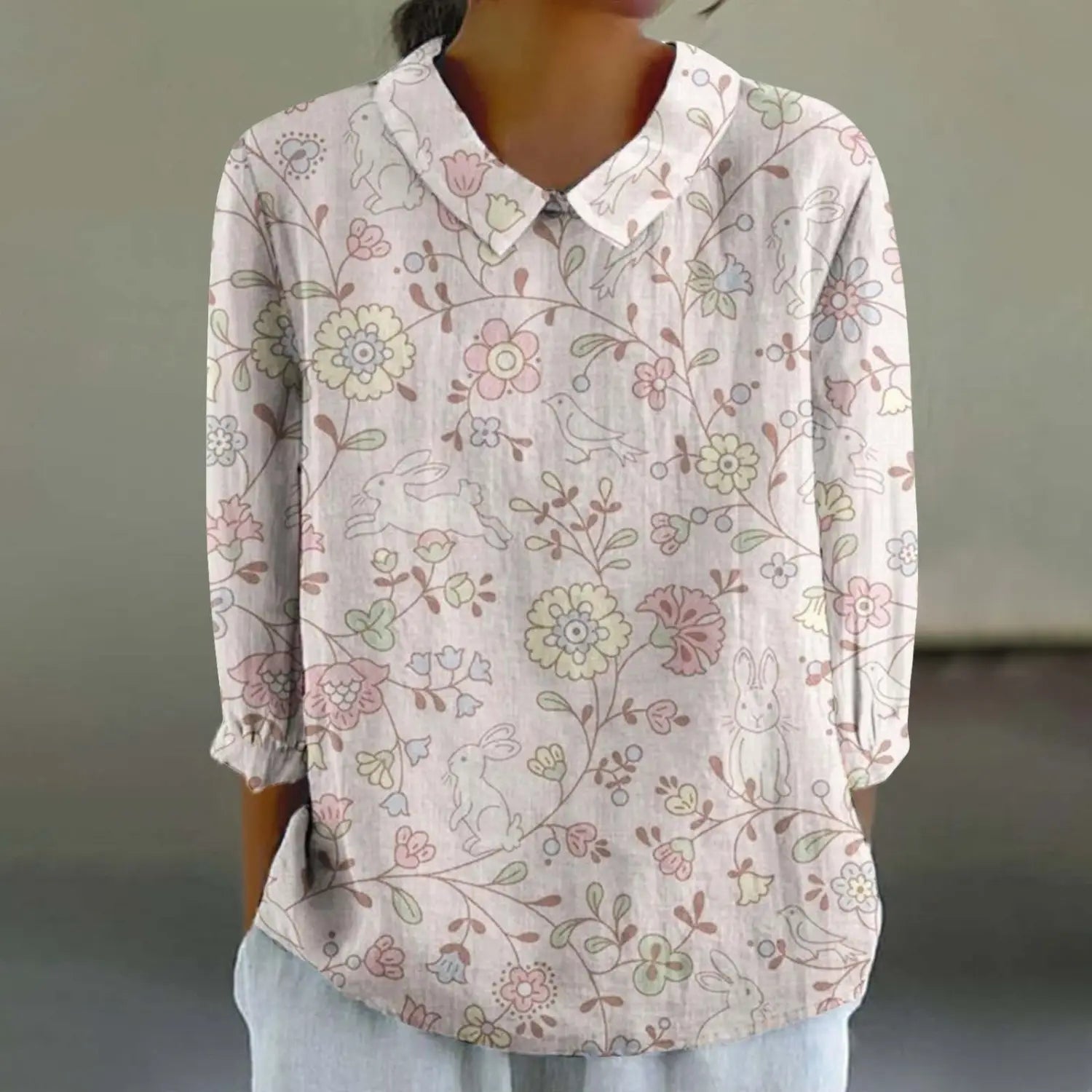 Women’s Fashionable Retro Chinese Style Floral Print Shirt