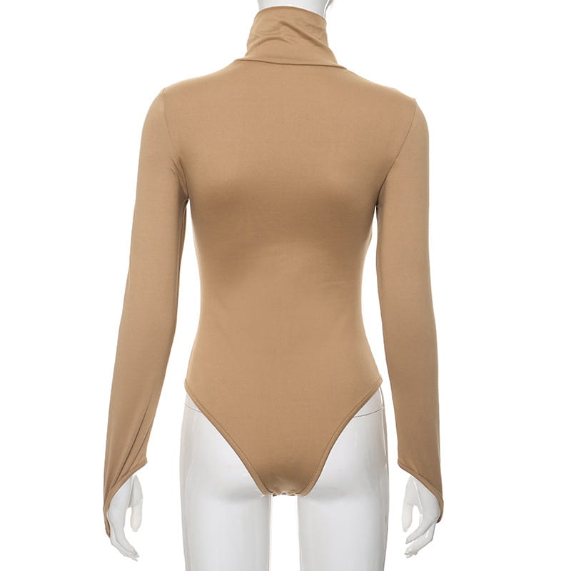 Women’s Solid Color Casual Round Neck Long Sleeve Slim Fit Jumpsuit