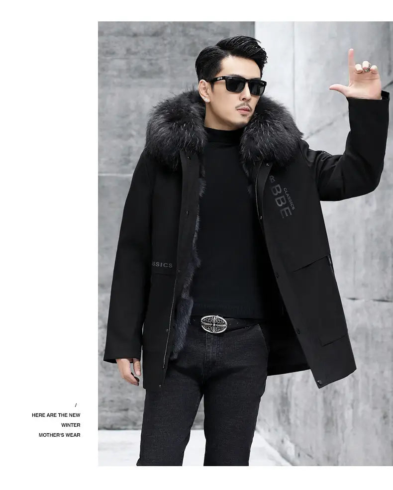 Fox Inner Pot Raccoon Hair Collar Fur Coat