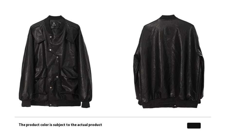 Three-dimensional Pocket Irregular Placket Leather Coat Loose Top
