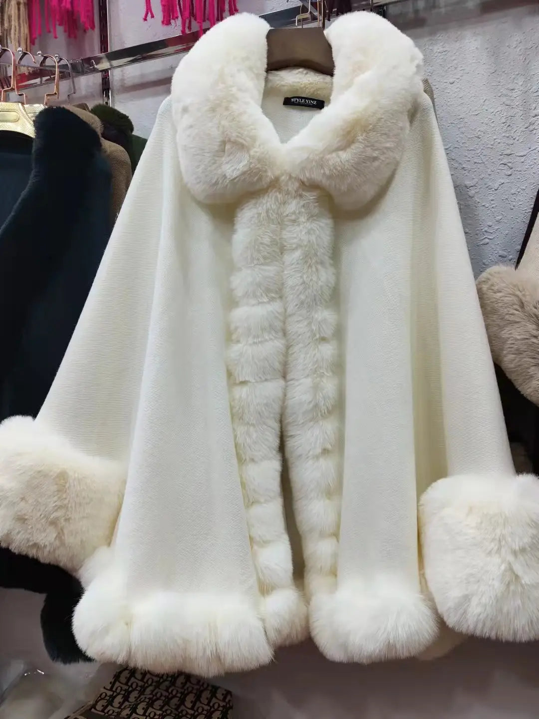 Temperament Shawl Cloak Coat Fur Collar New Knitted Sweater Cardigan