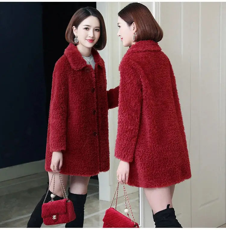 Women’s Thick Faux Cashmere Coat Mid-length