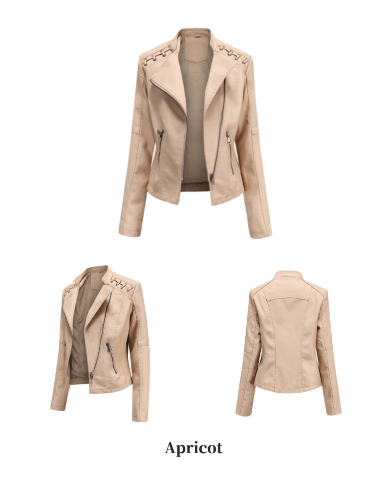 Slim Fit Thin Leather Coat Women’s Motorcycle Clothing