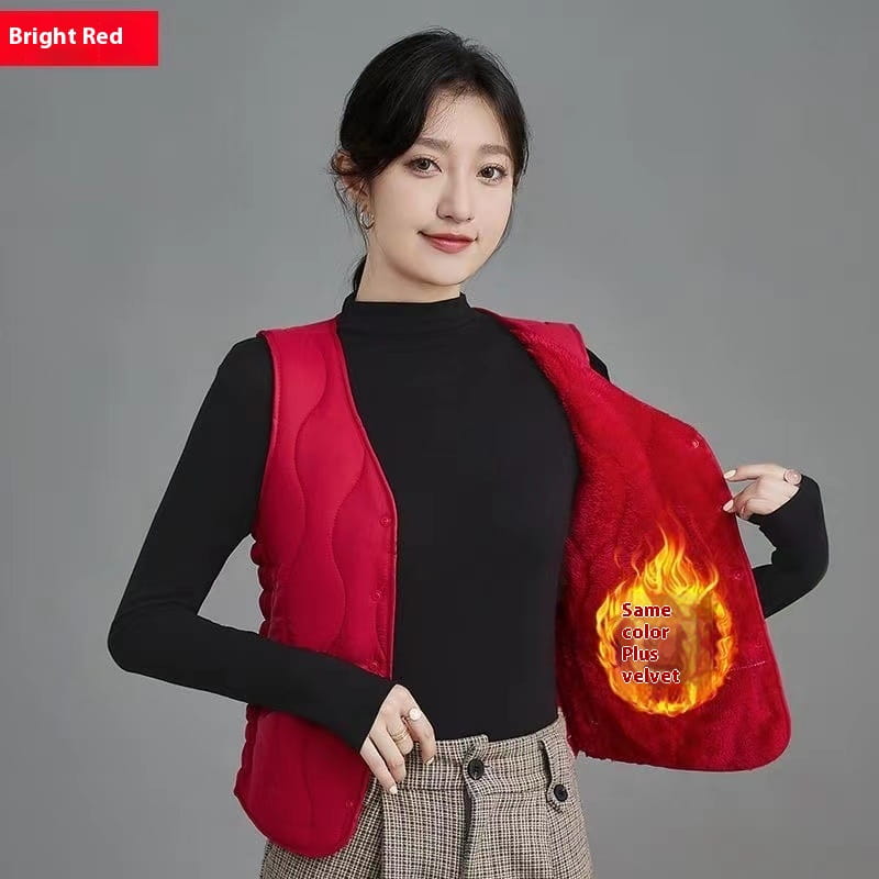Fashion Fleece Lined Padded Warm Keeping Slim Women Vest