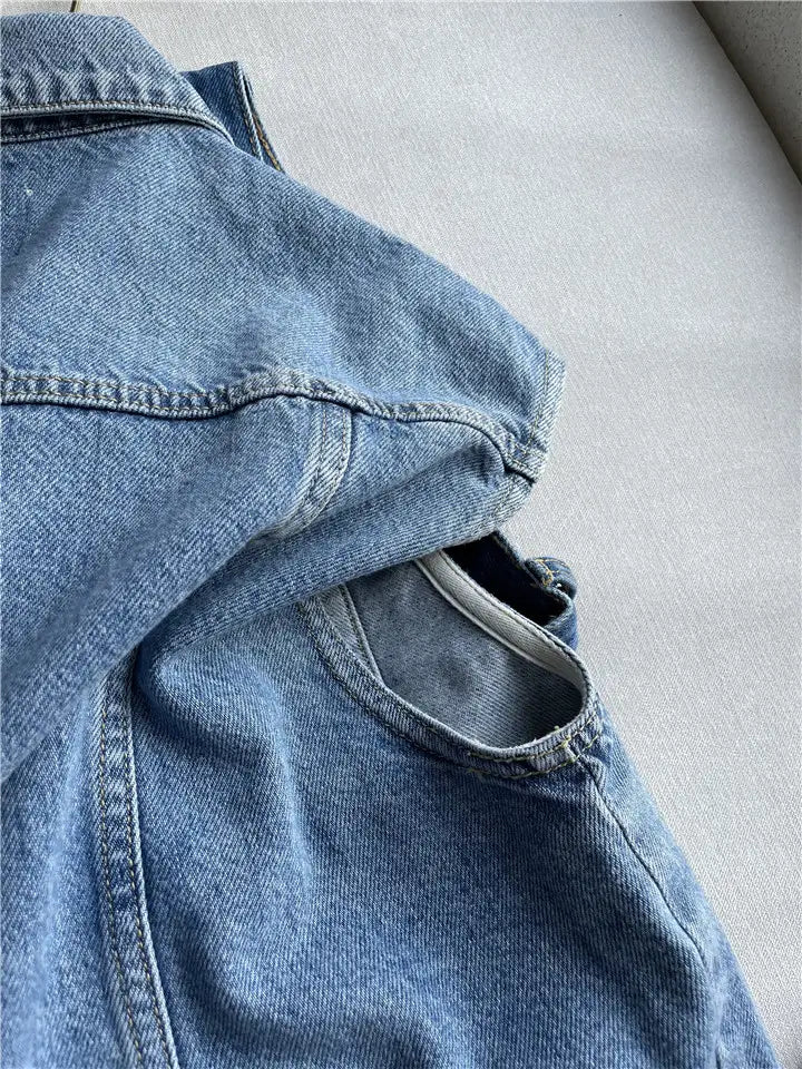 Ladies Denim Vest Loose Sleeveless Jacket Casual