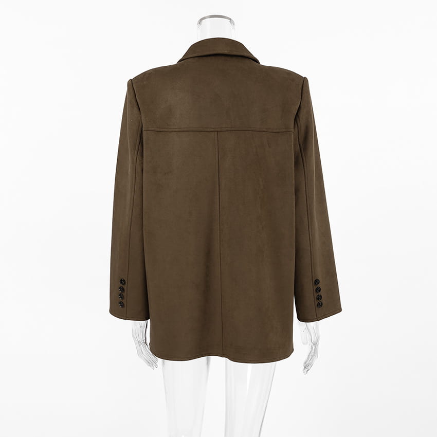 Brushed Velvet Retro Lapels Loose Suede Jacket