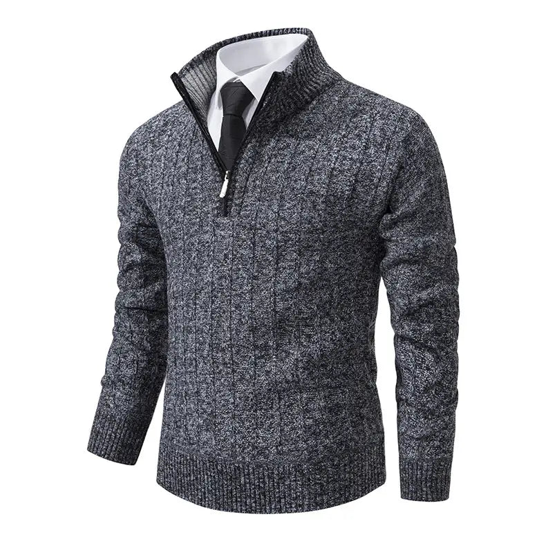 Men’s Half Zipped Stand Collar Pullover Fleece Sweater
