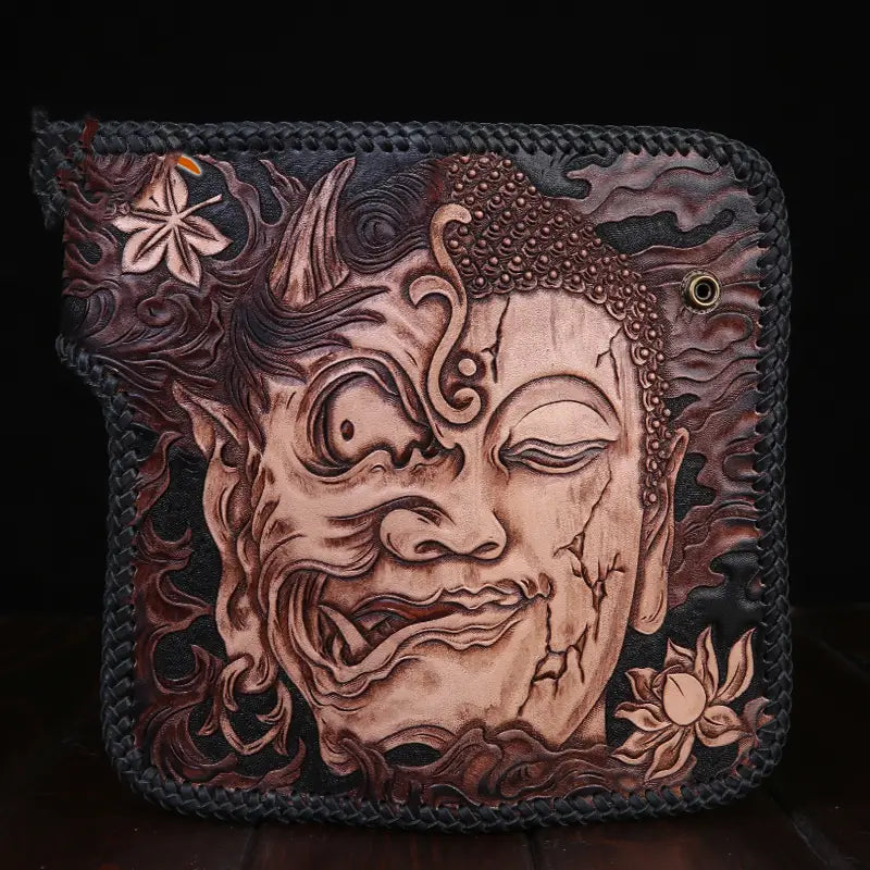 Men’s Top Layer Cow Leather Carving Wallet