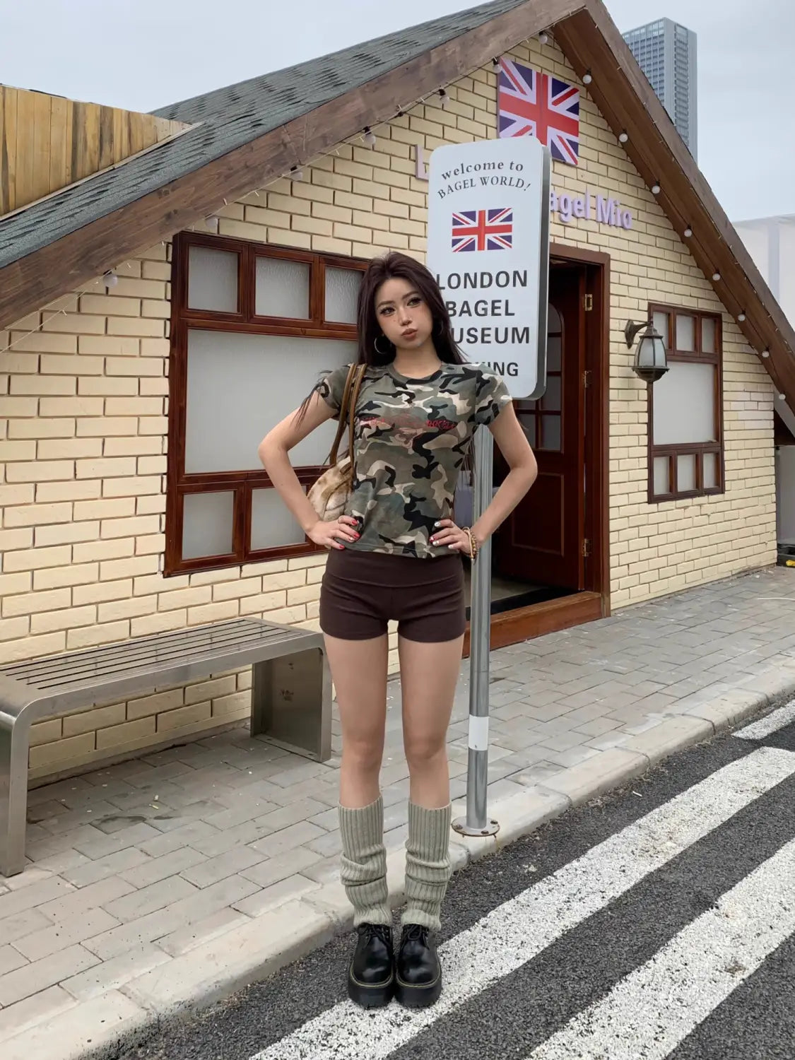 Retro Camouflage Printed Short Sleeved T-shirt For Women