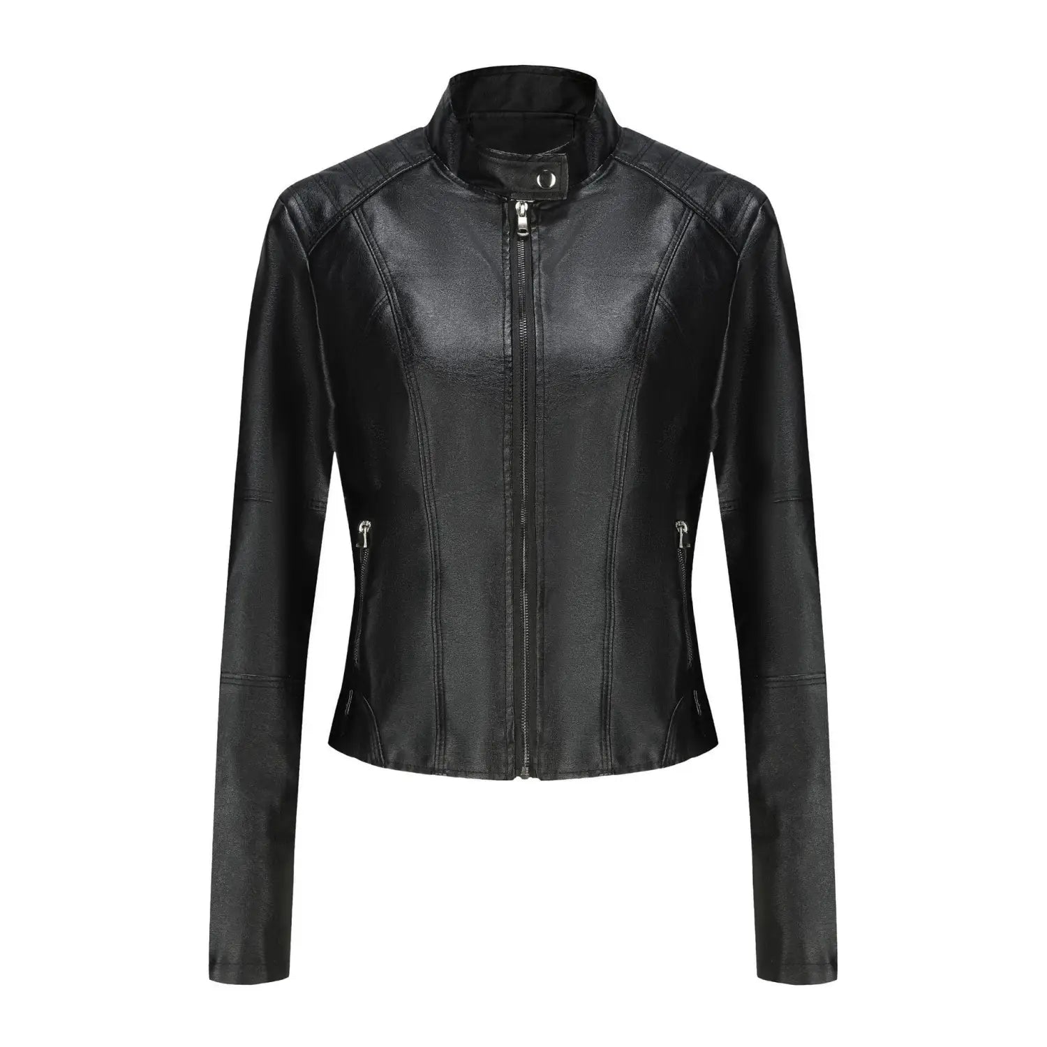 Women’s Short Slim-fit Leather Coat