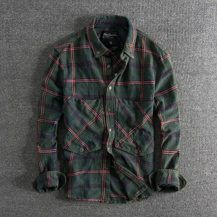 Slim all-match Men’s Casual Plaid Long-sleeved Shirt