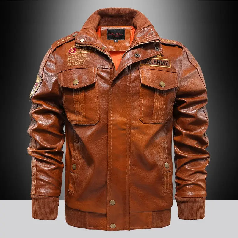 Leather Jacket Men’s Stand-up Collar Slim Fit Short