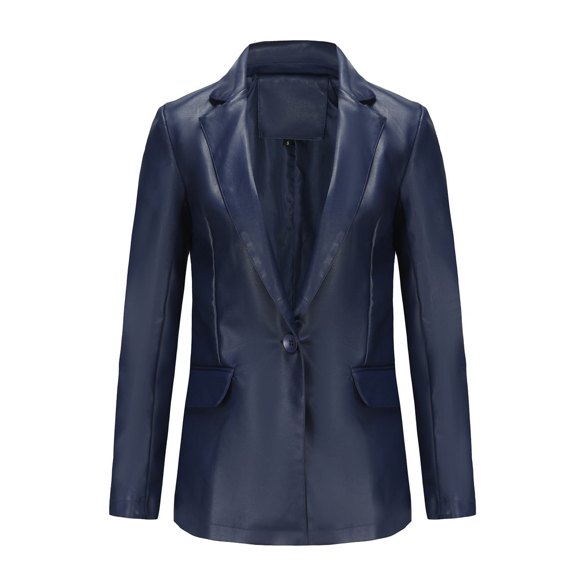 Single Button Commute Leisure Solid Color Leather Coat