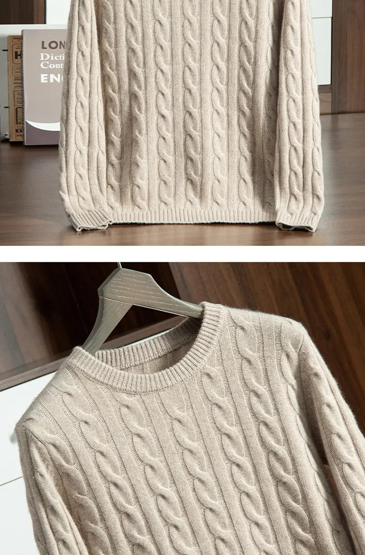 Pure Cashmere Shirt Men’s Round Neck Three-strand Thickening