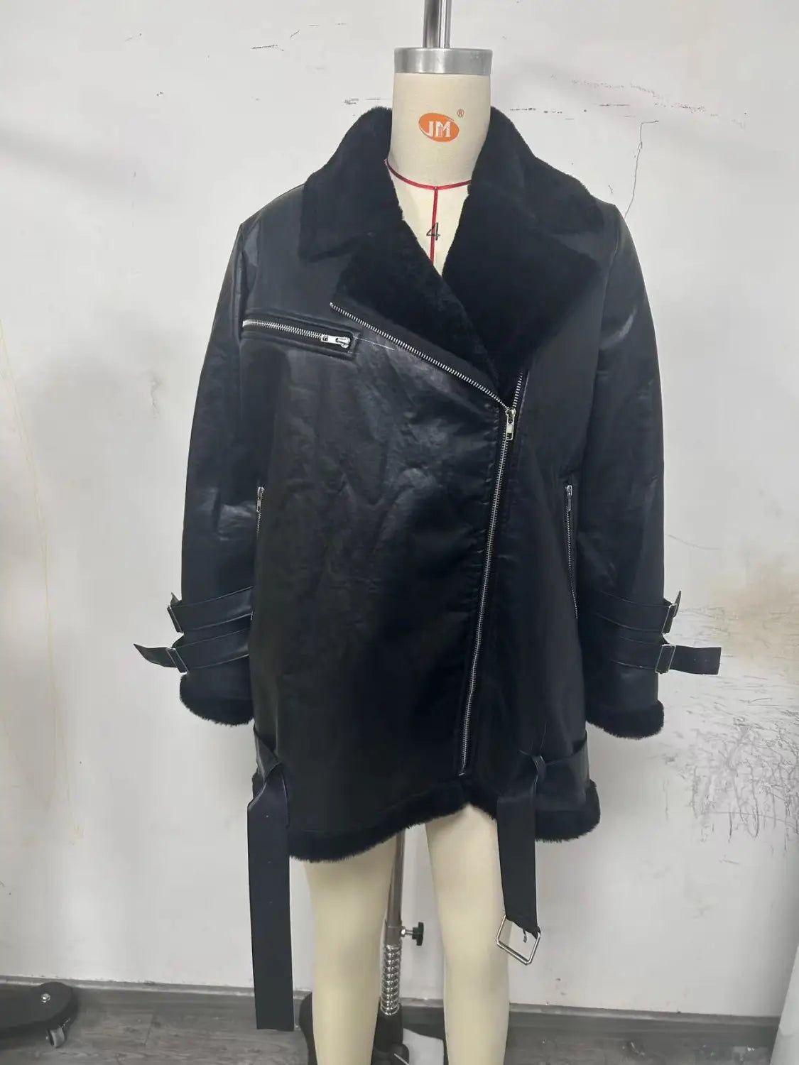 European And American Autumn And Winter Suede Lapel Zipper Cardigan Fashion Long Sleeve Solid Color Coat For Women