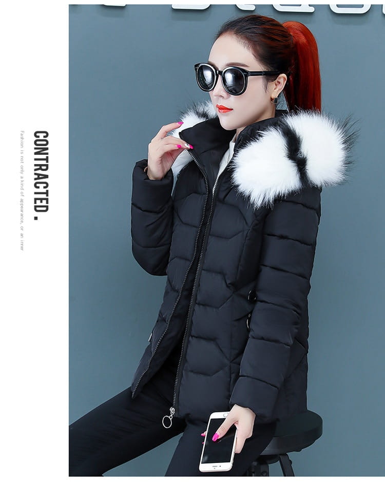 Women’s Short Detachable Large Fur Collar Cotton Coat