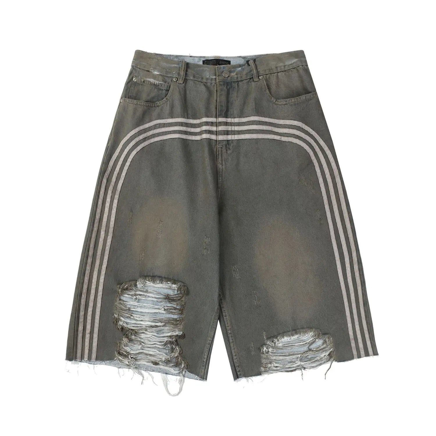 Retro Dirty Dyed Washed Denim Shorts Loose Straight
