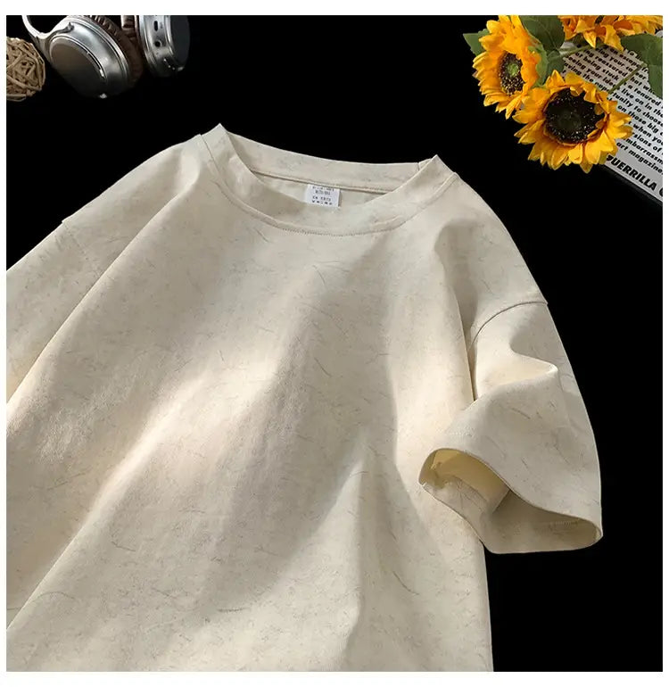 Stone Washed Ice-feeling Tencel Cotton Ice Silk Short Sleeve T-shirt
