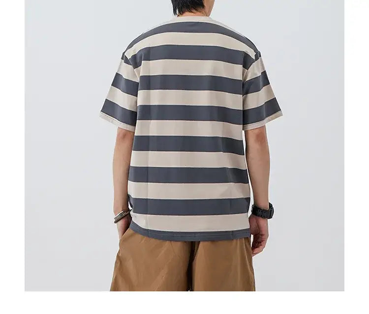 New Striped Short Sleeve Retro Striped Men