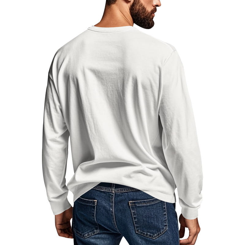Men’s Spring And Autumn Henley Shirt Long Sleeve