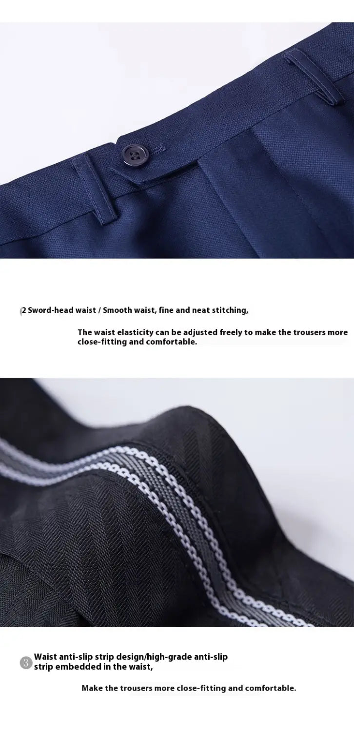 Men’s British Korean Slim Fit Dark Blue Casual Three-piece Suit