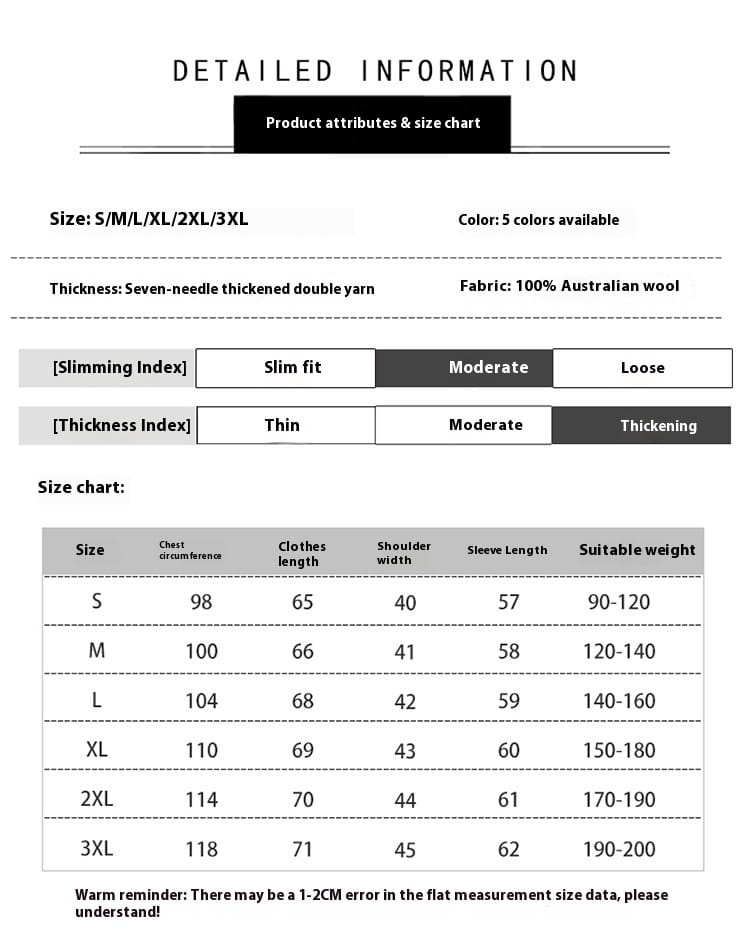 Woolen Sweater Men’s Half Turtleneck Thickened Sweater Casual