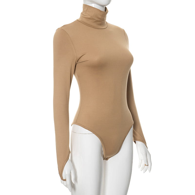 Women’s Solid Color Casual Round Neck Long Sleeve Slim Fit Jumpsuit