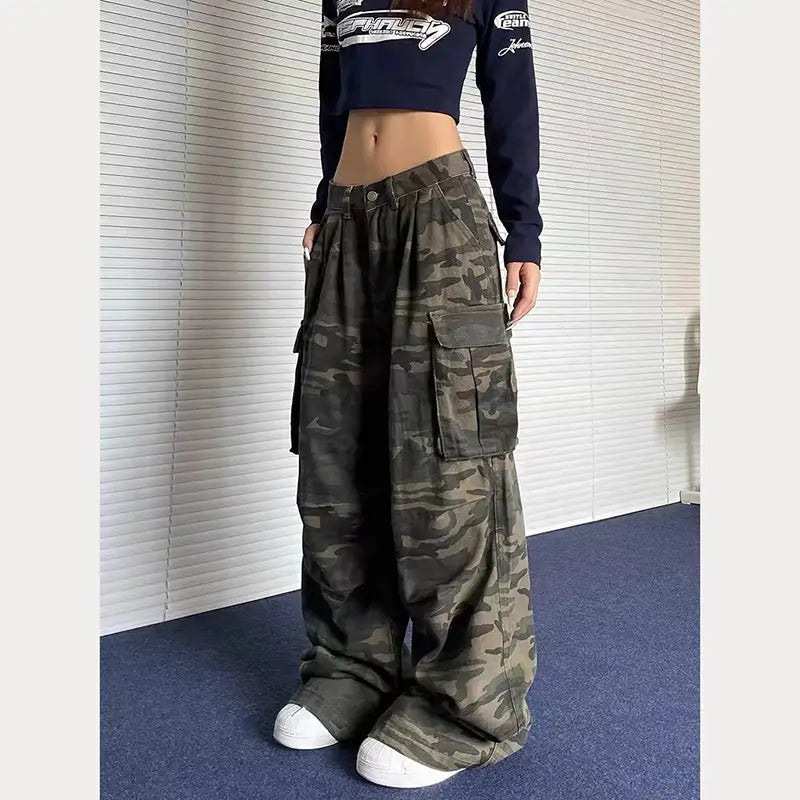 High Street Retro Multi-pocket Camouflage Cargo Pants