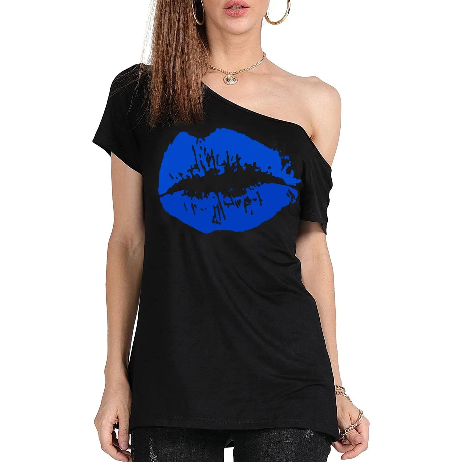 Women’s Loose Shoulder Versatile Printed T-shirt